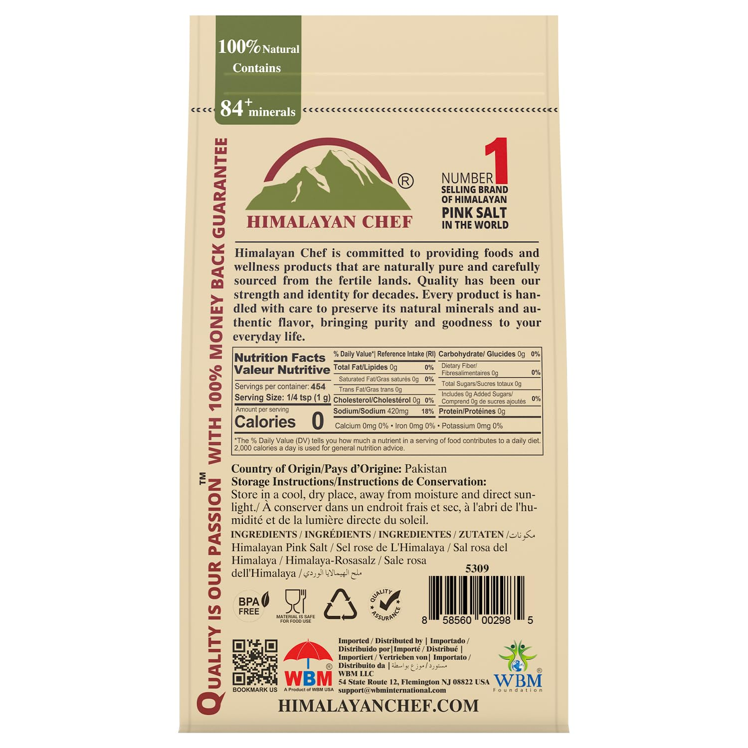 Himalayan Chef Pink Himalayan Salt Fine Grain, 1 Lb Bag - Pure, Natural, Kosher, Non-Gmo, Mineral-Rich, for Cooking, Seasoning, Baking, Table Use - Image 2