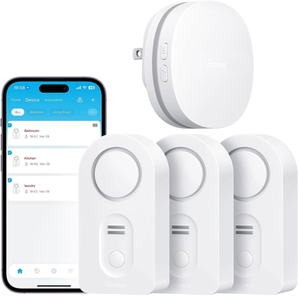 govee wifi water leak detector (3‑pack) – smart leak sensor with app alerts, email notifications & 100db alarm