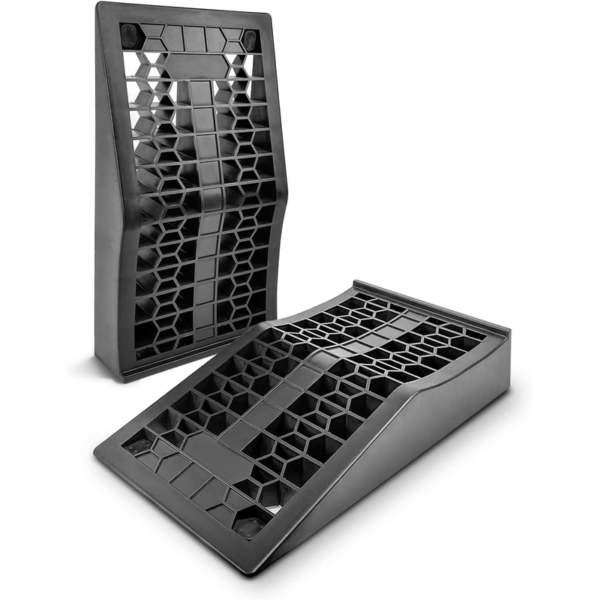 low‑profile heavy‑duty car ramps — 2‑pack portable tire ramps for low chassis vehicles, 20,000 lbs gvw