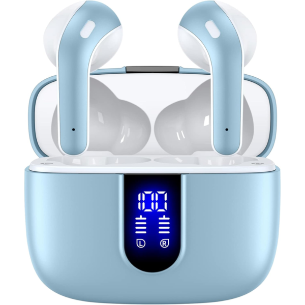 true wireless bluetooth earbuds with led display & 60h playback