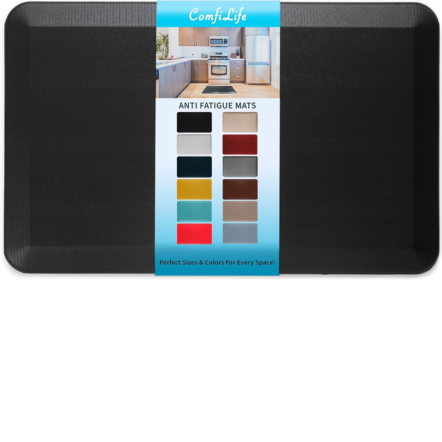 anti Fatigue Floor Mat – 3/4 Inch Thick Kitchen Mats for Floor, Standing Desk Mat, Kitchen Rug – Comfort at Home, Office – Durable – Stain Resistant – Non-Slip Bottom (20" X 32", Black)