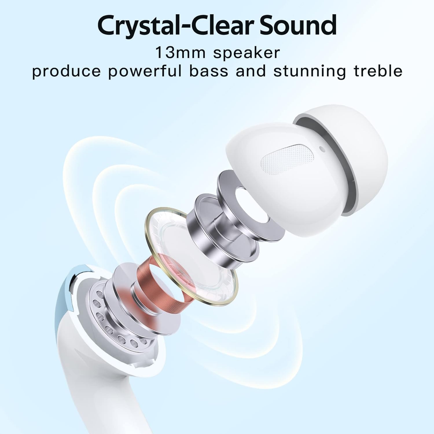 true wireless bluetooth earbuds with led display & 60h playback