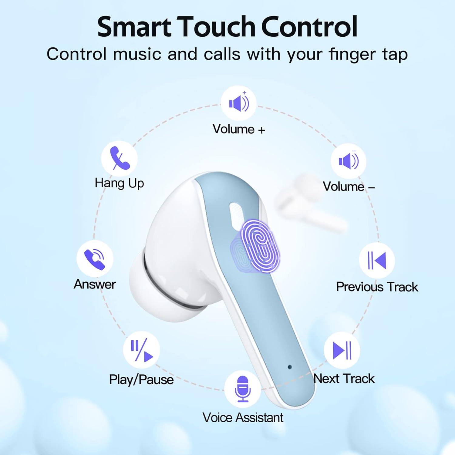 true wireless bluetooth earbuds with led display & 60h playback