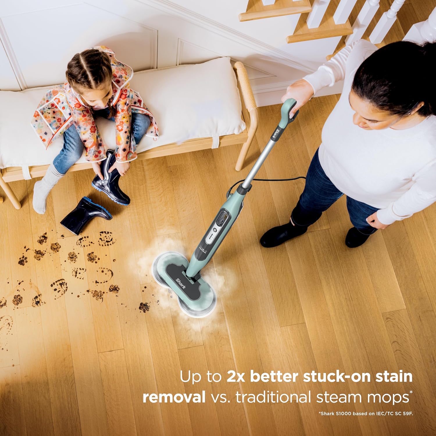 shark steam & scrub s8001 — all‑in‑one steam mop with rotating pads & led headlights