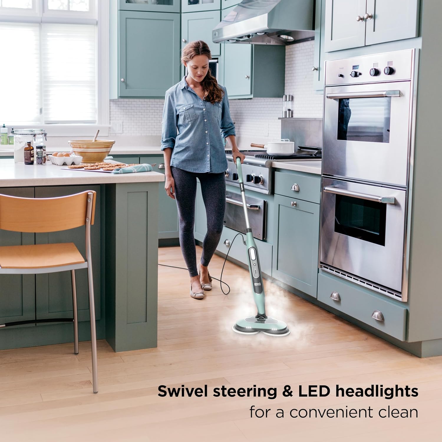 shark steam & scrub s8001 — all‑in‑one steam mop with rotating pads & led headlights