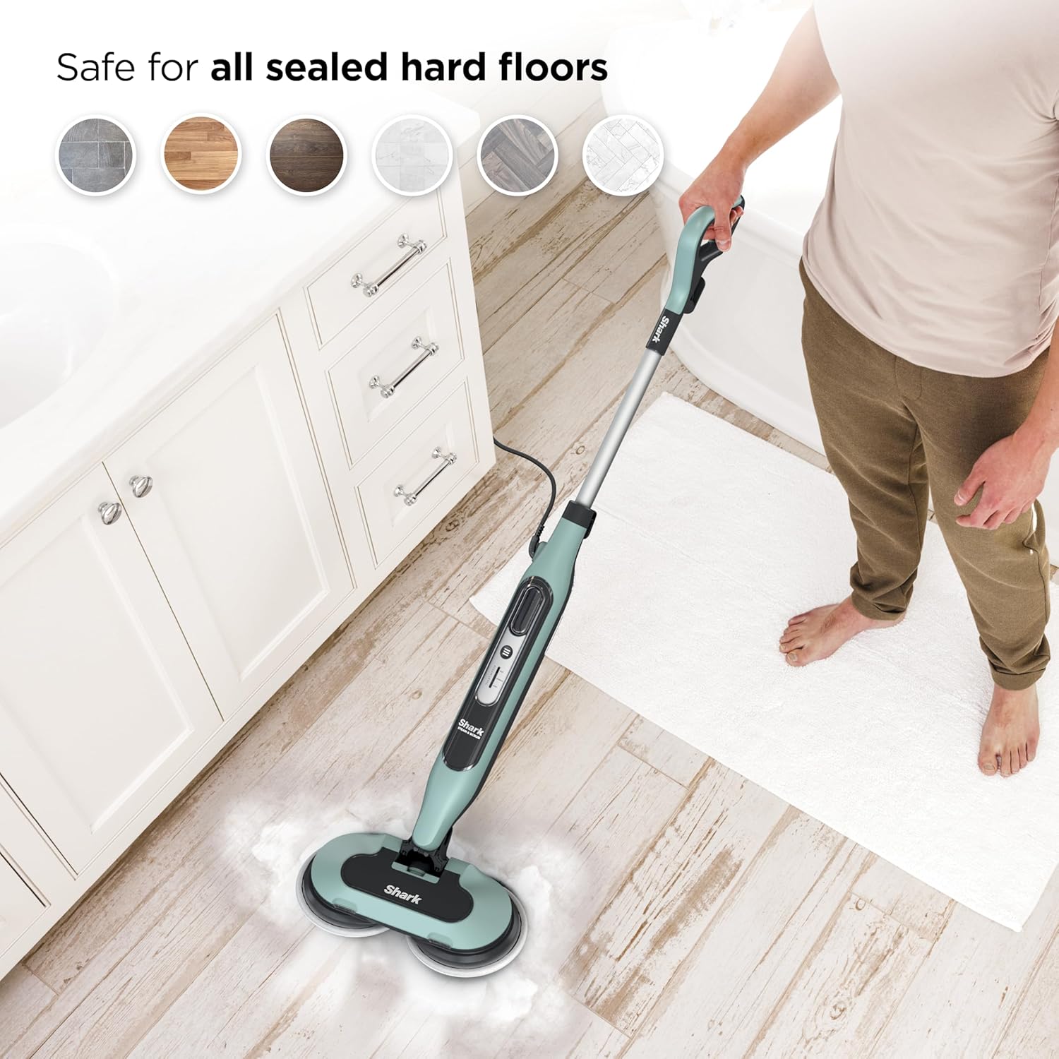 shark steam & scrub s8001 — all‑in‑one steam mop with rotating pads & led headlights