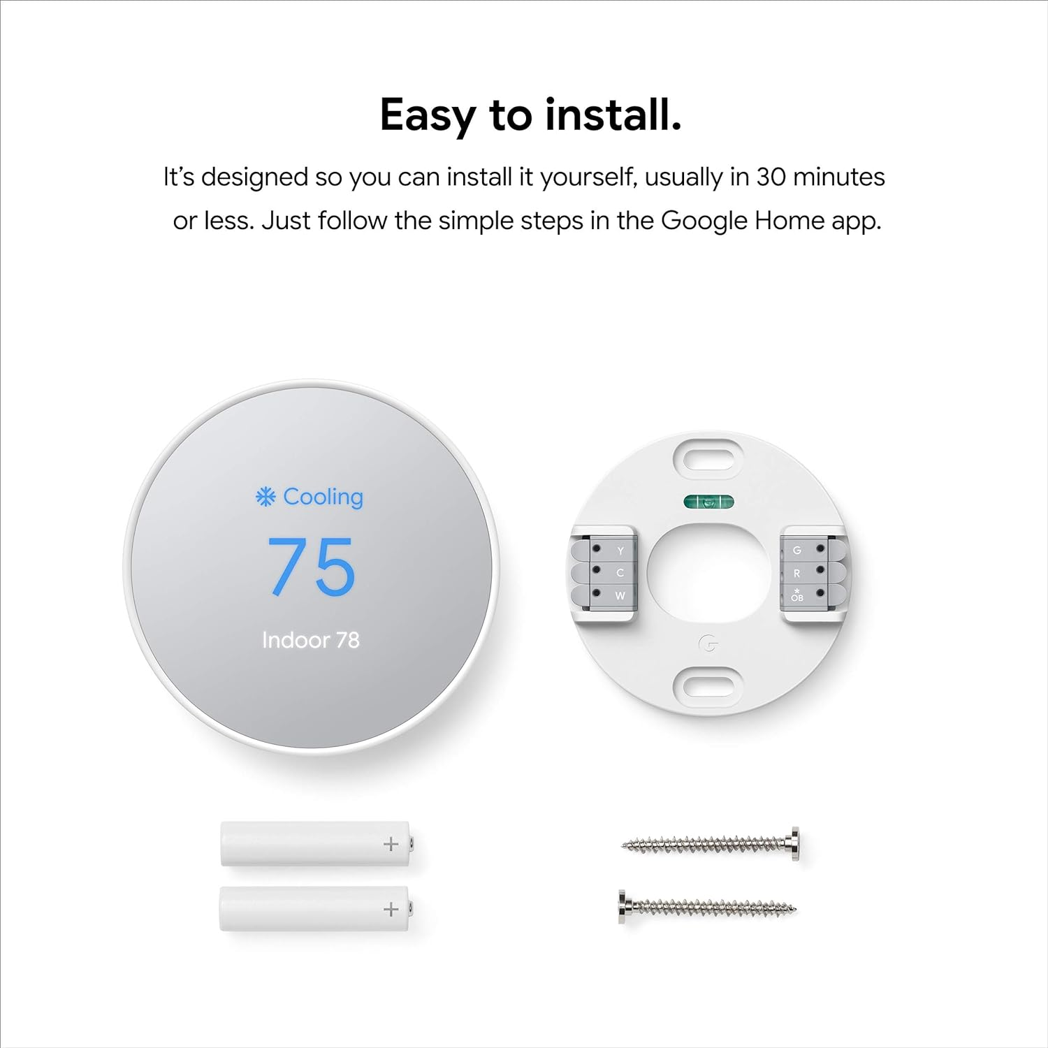 google nest thermostat (snow) – smart programmable wi‑fi thermostat with energy‑saving auto‑adjust & app control